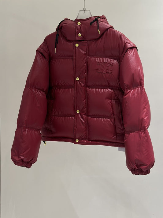 CEL*NE Down Coat Glossy Hooded Quilted Puffer Coat — hero