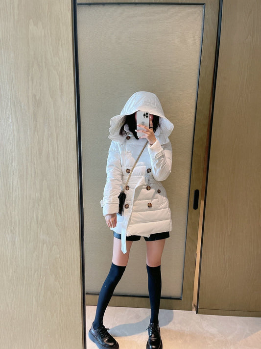 Burberry Belted Hooded Quilted Down Jacket — hero