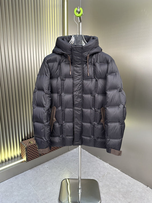 Zegna Quilted Hooded Short Down Coat — hero