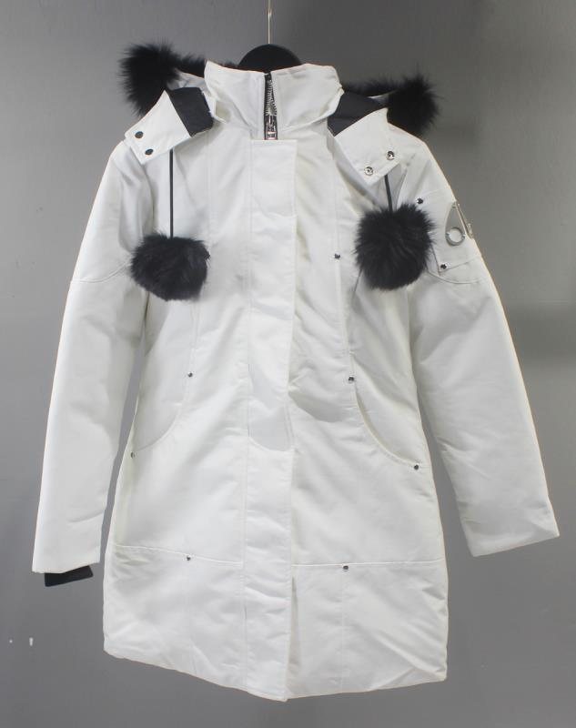 Moose Knuckles Women's Long Hooded Puffer Jacket — front