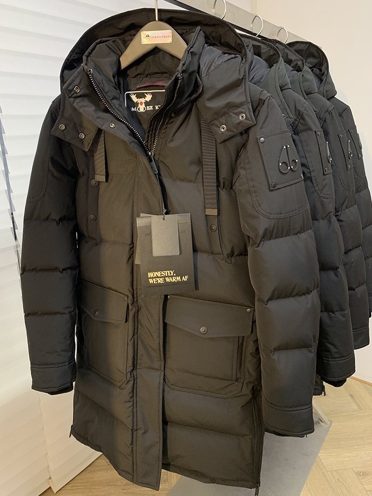 Moose Knuckles Women's Long Hooded Puffer Jacket — front