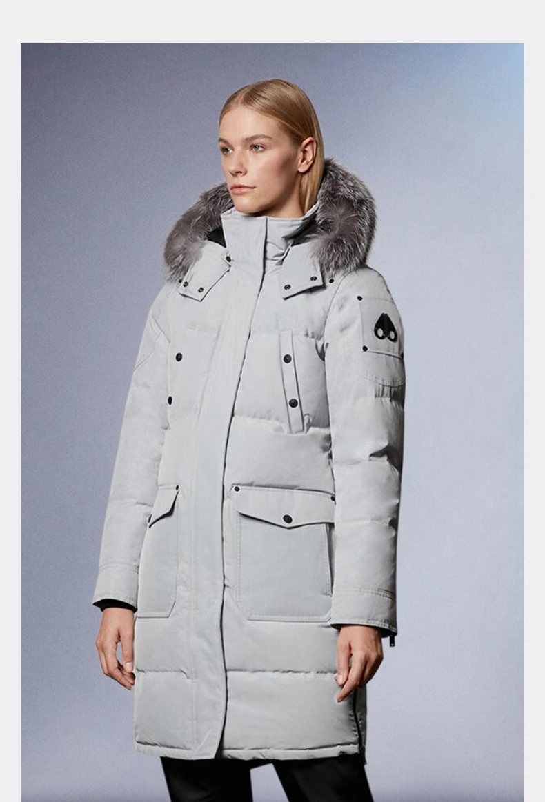 Moose Knuckles Women's Long Hooded Puffer Jacket — hero