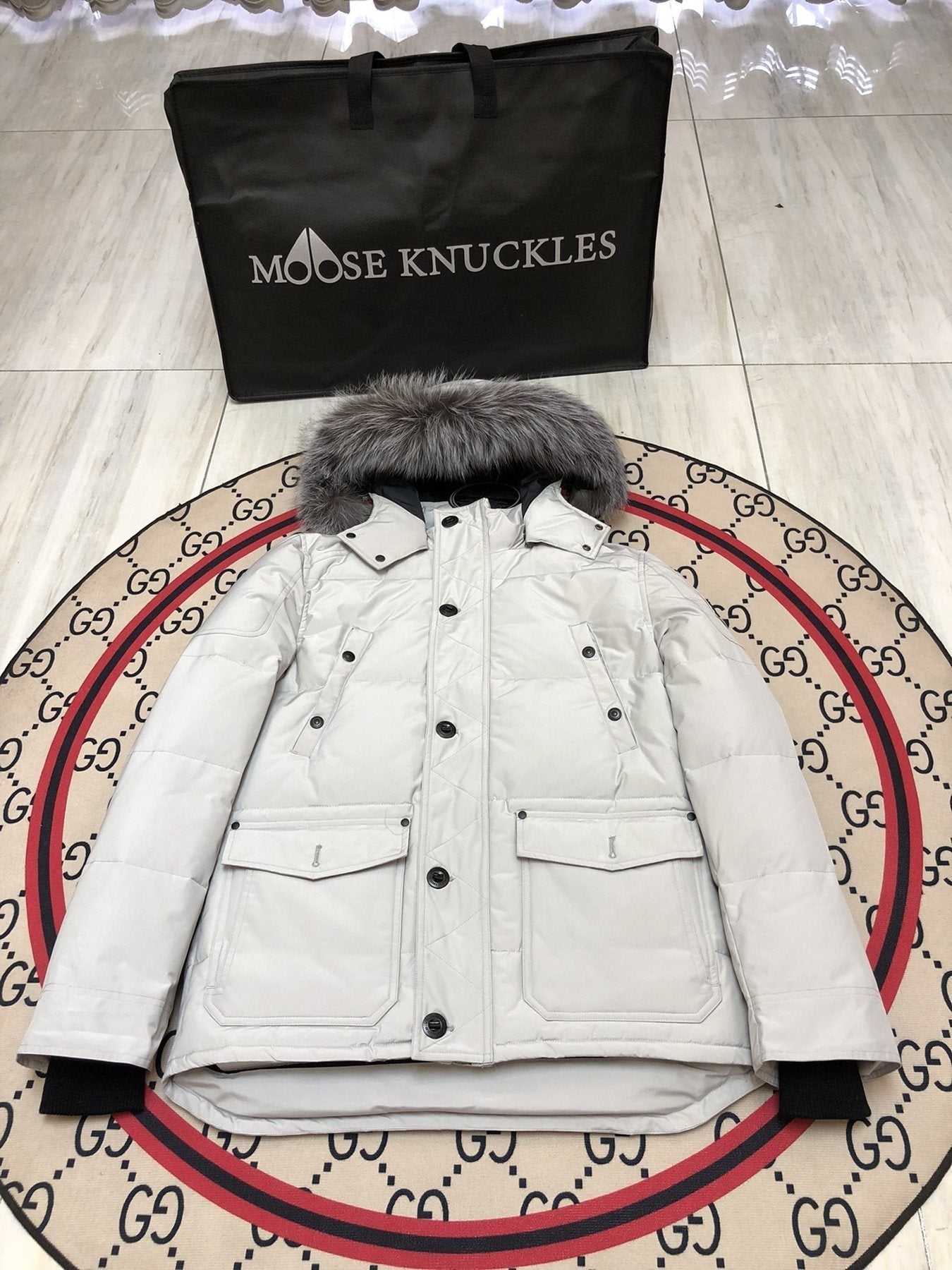 Moose Knuckles Men's Fur-Trim Hooded Puffer Jacket — front