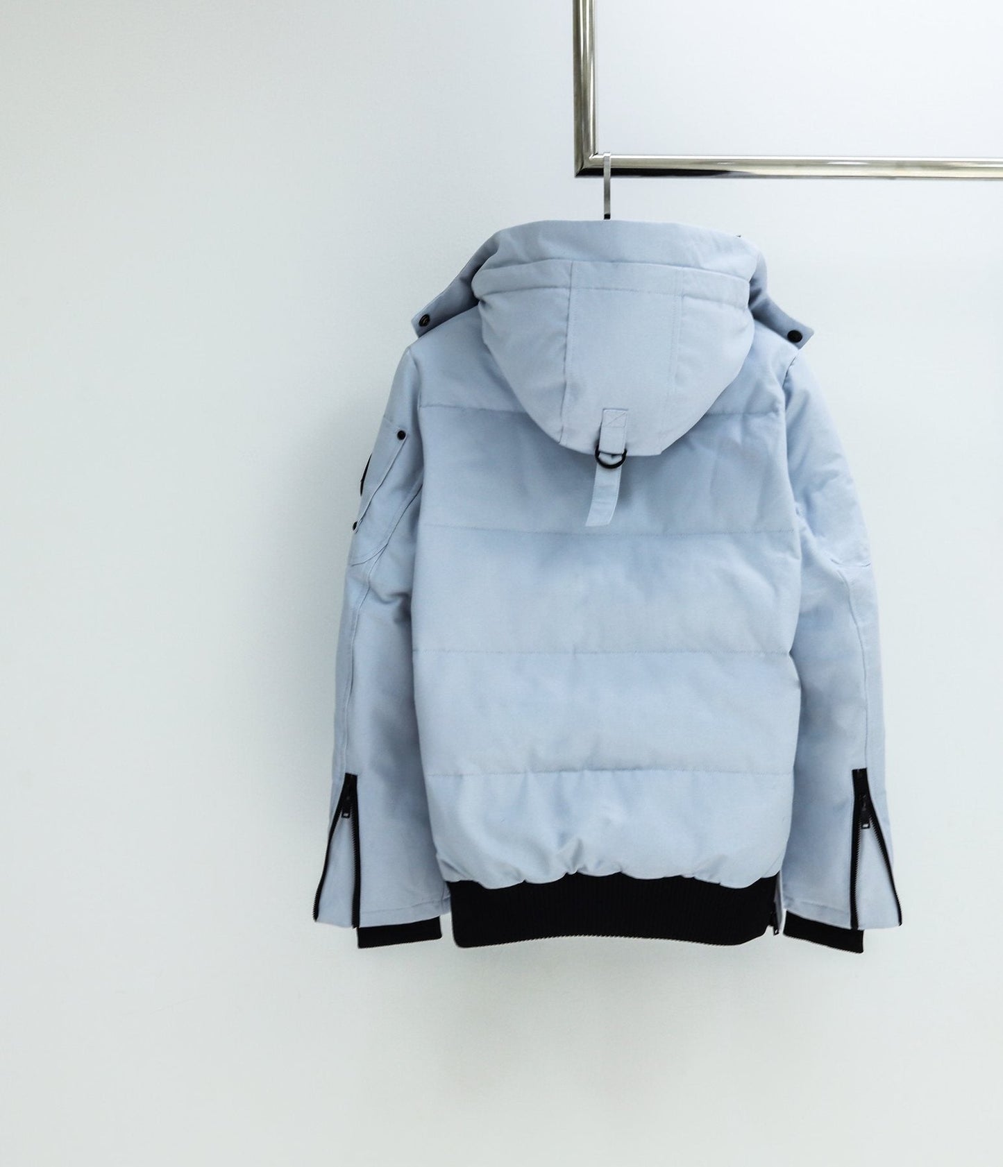 Moose Knuckles Contrast Panel Hooded Puffer Jacket — back