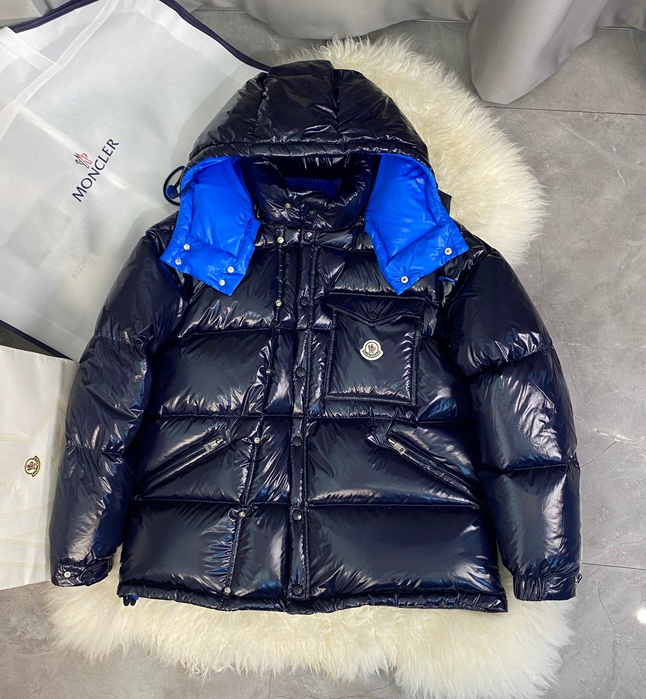 Moncler Glossy Convertible Puffer Coat — front