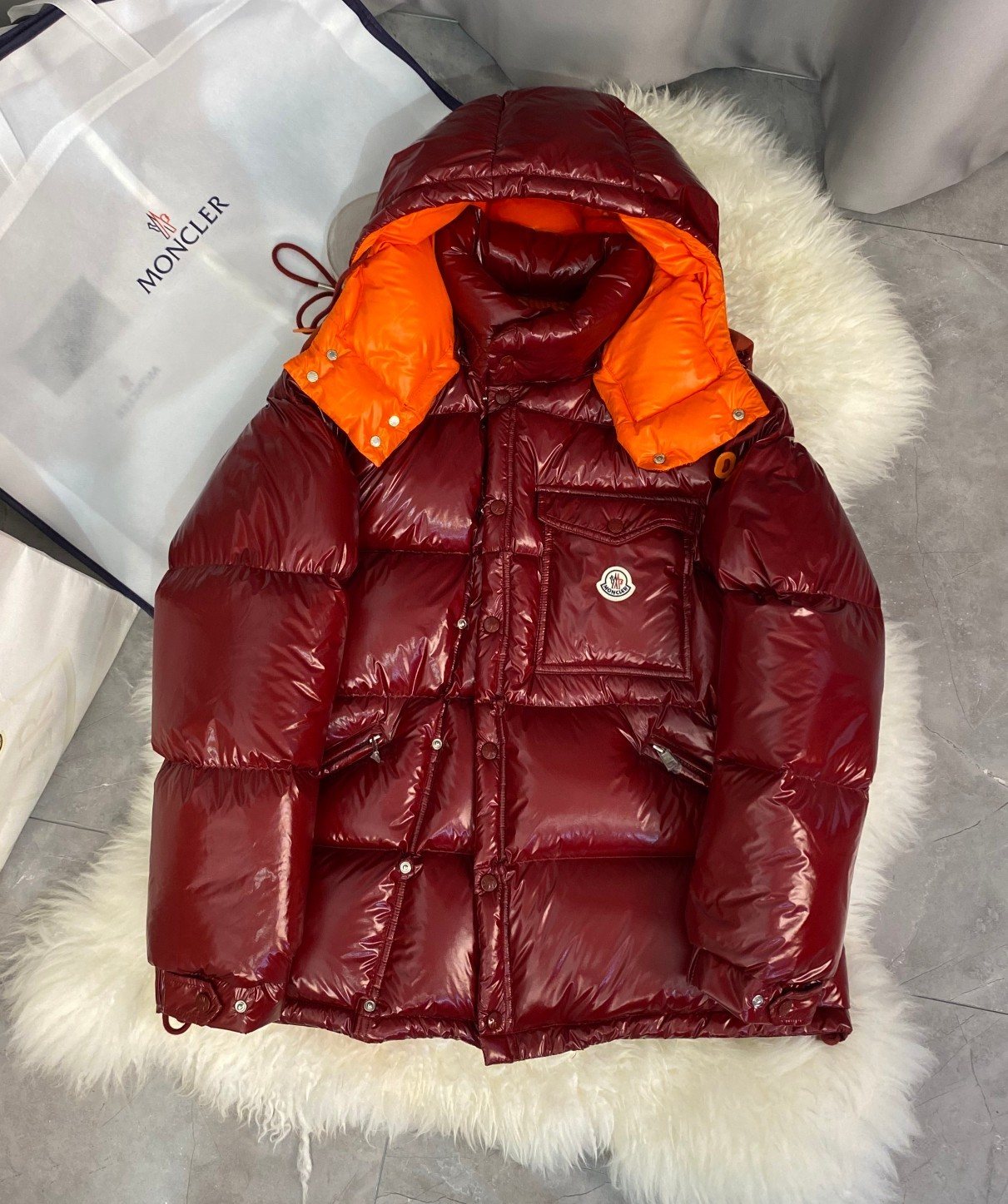 Moncler Glossy Convertible Puffer Coat — front