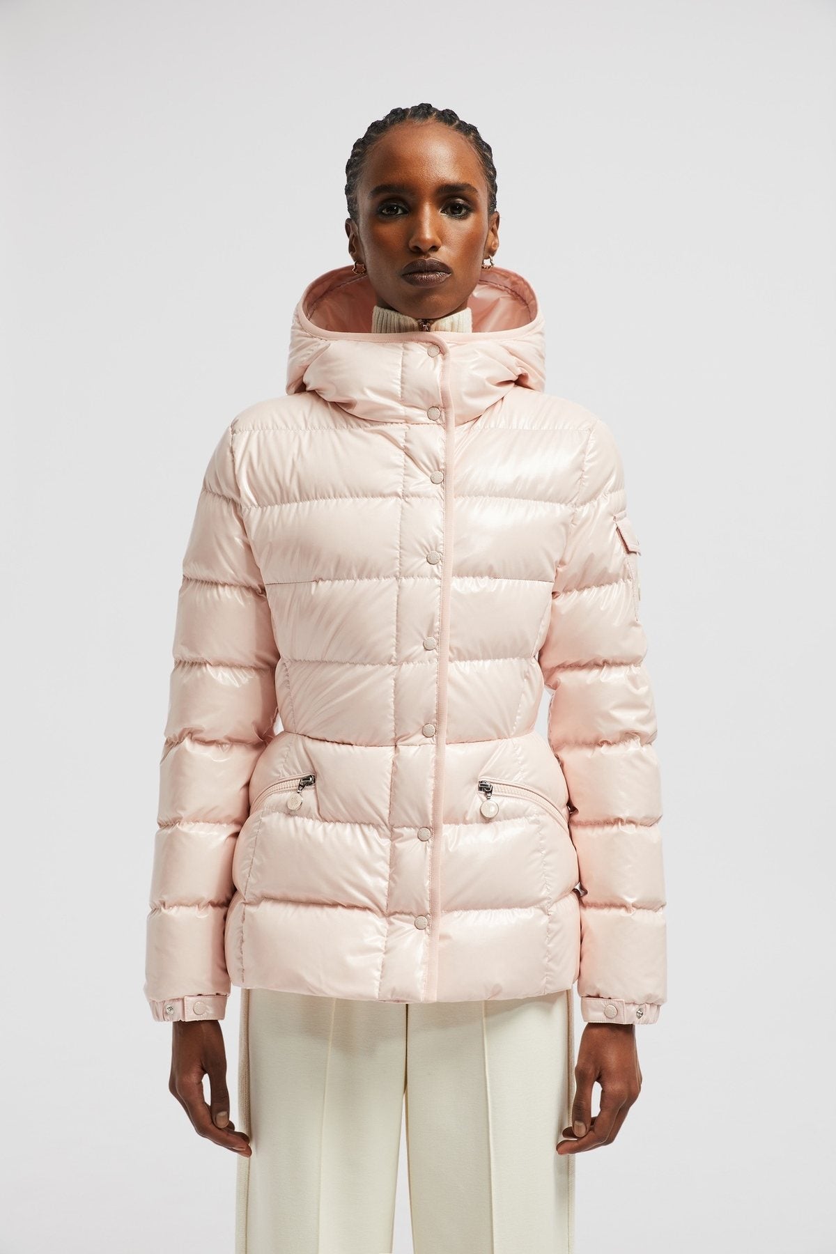 Moncler Women's Hooded Glossy Puffer Coat — front