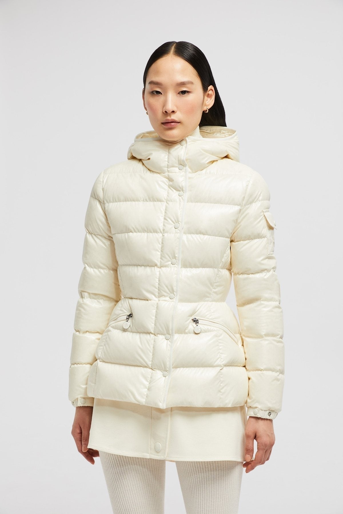 Moncler Women's Hooded Glossy Puffer Coat — front