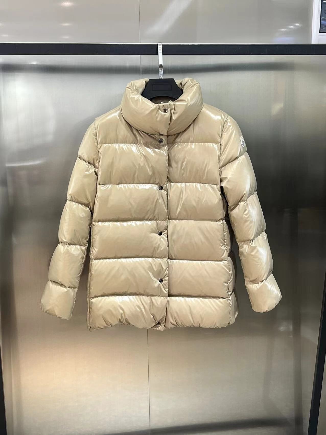 Moncler Women's Glossy Quilted Short Down Coat — front