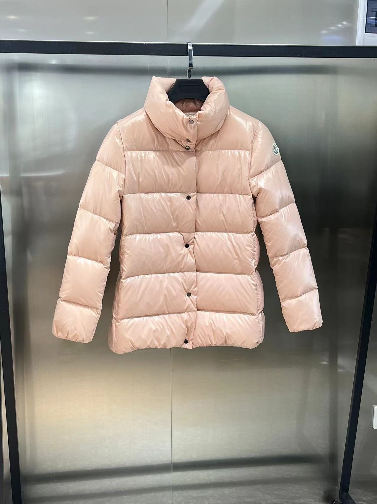 Moncler Women's Glossy Quilted Short Down Coat — front