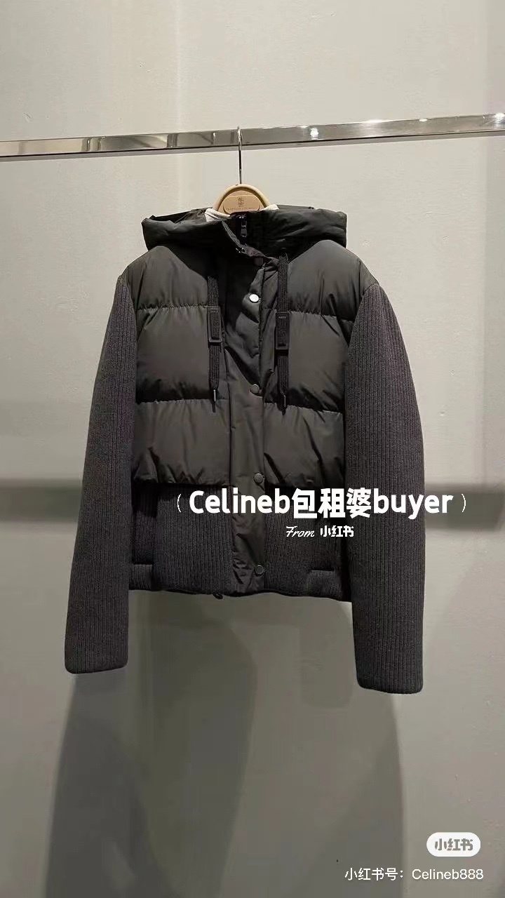 Moncler Hooded Knit-Sleeve Puffer Jacket — front