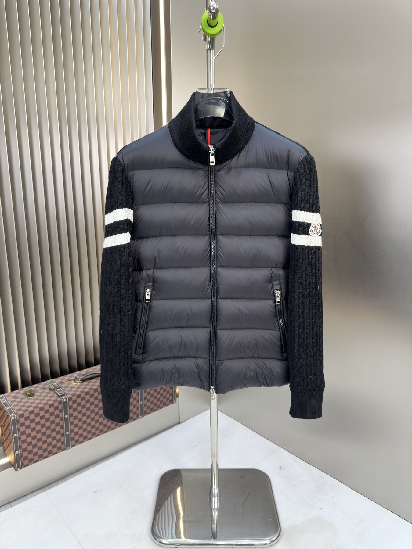 Moncler Men's Hybrid Quilted Knit Puffer Jacket — front