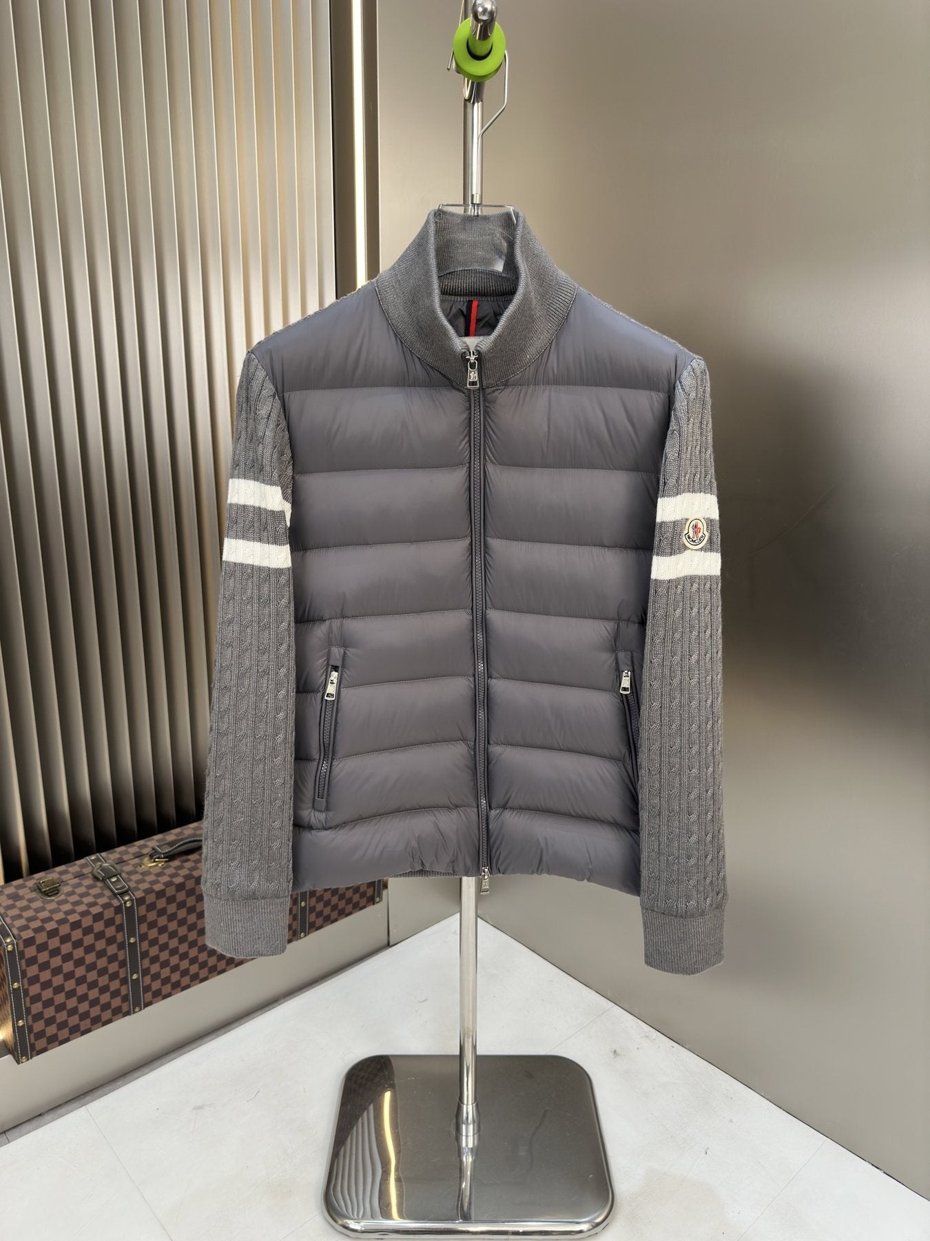 Moncler Men's Hybrid Quilted Knit Puffer Jacket — front