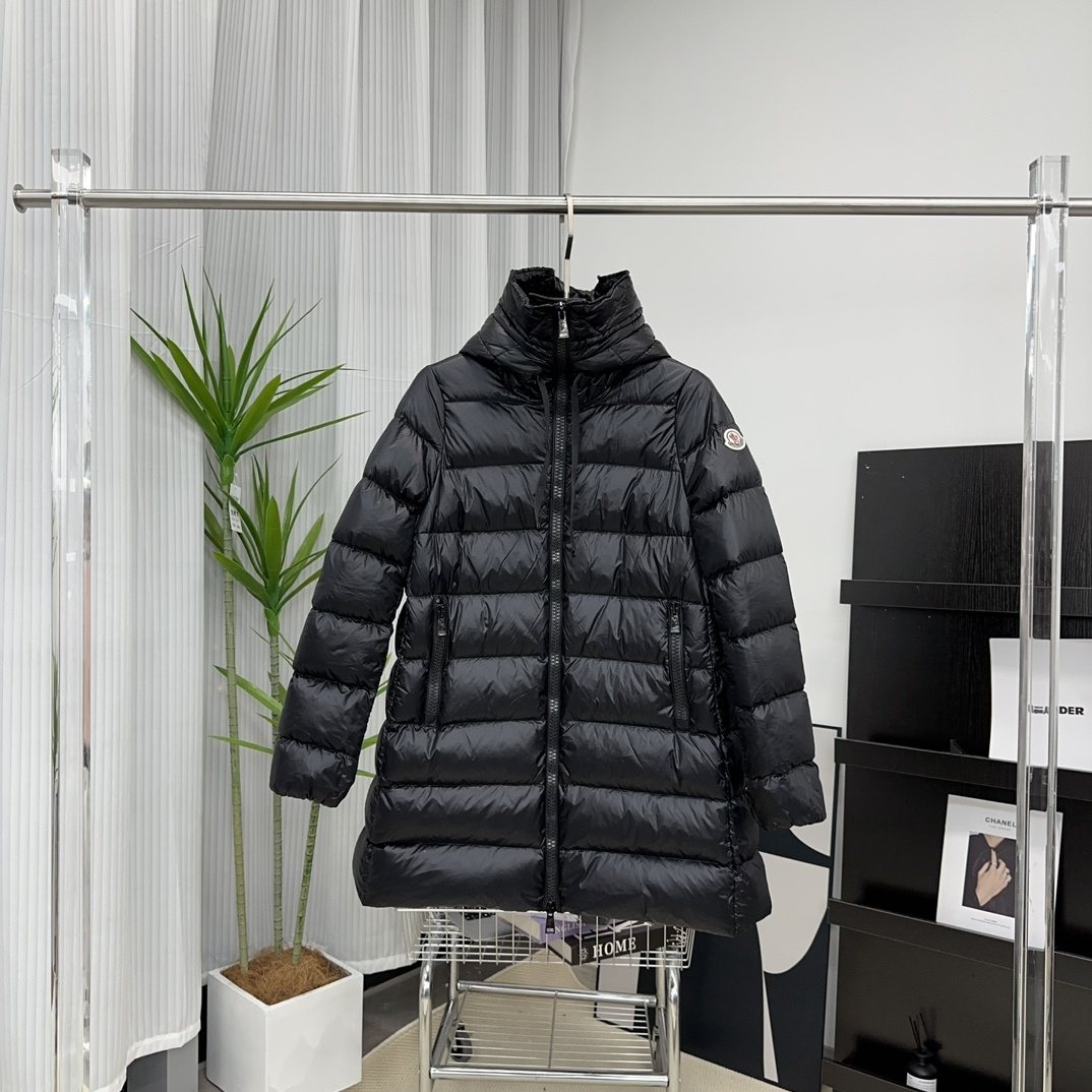 Moncler Women's Hooded Quilted Long Down Coat — hero
