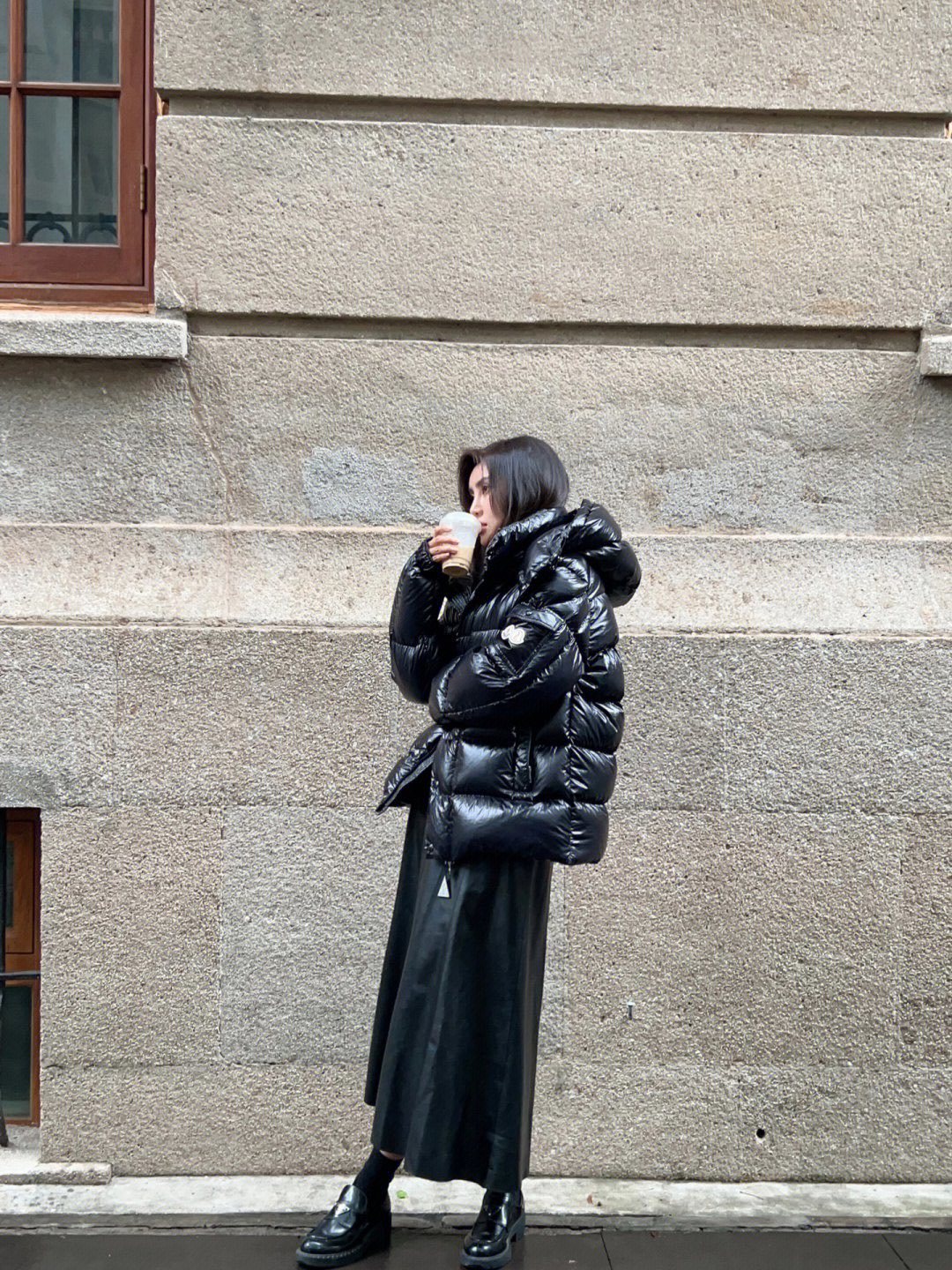 Moncler Maya 70 High-Shine Hooded Puffer Coat — context