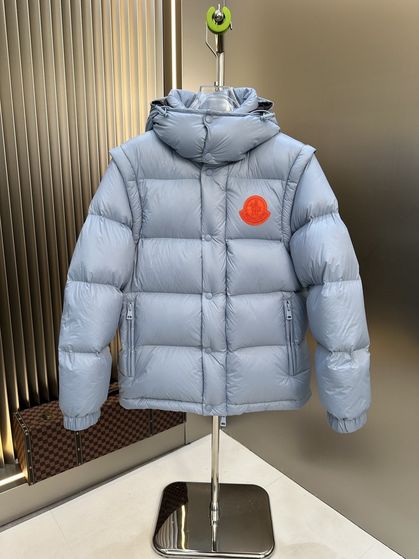 Moncler Convertible-Sleeve Hooded Puffer Coat — front
