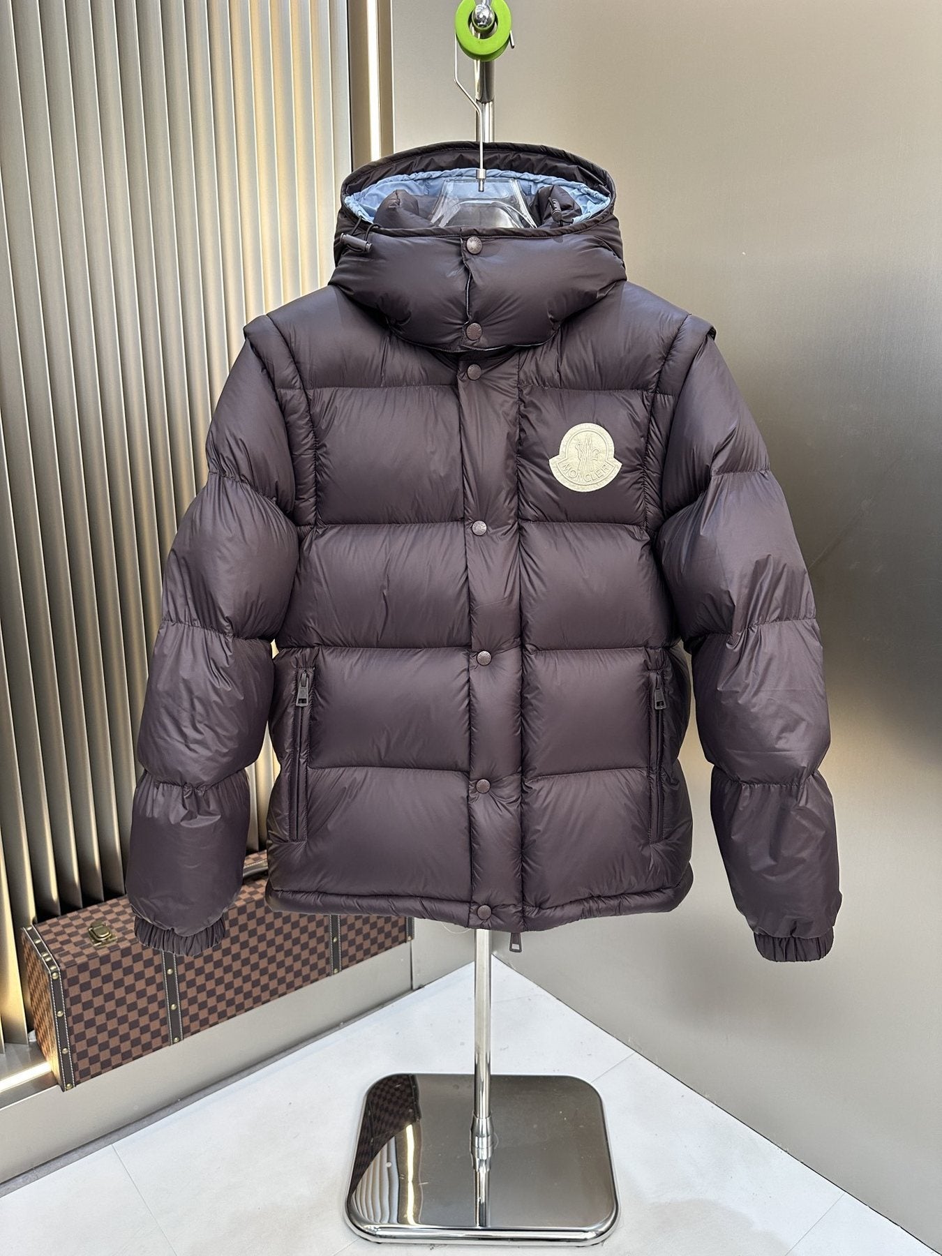 Moncler Convertible-Sleeve Hooded Puffer Coat — front