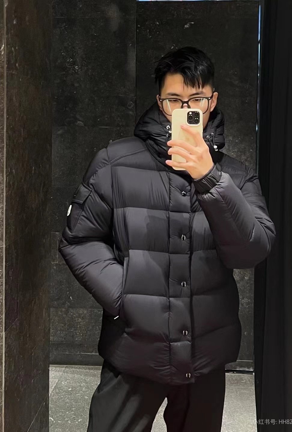 Moncler Matte Short Hooded Puffer Coat — model