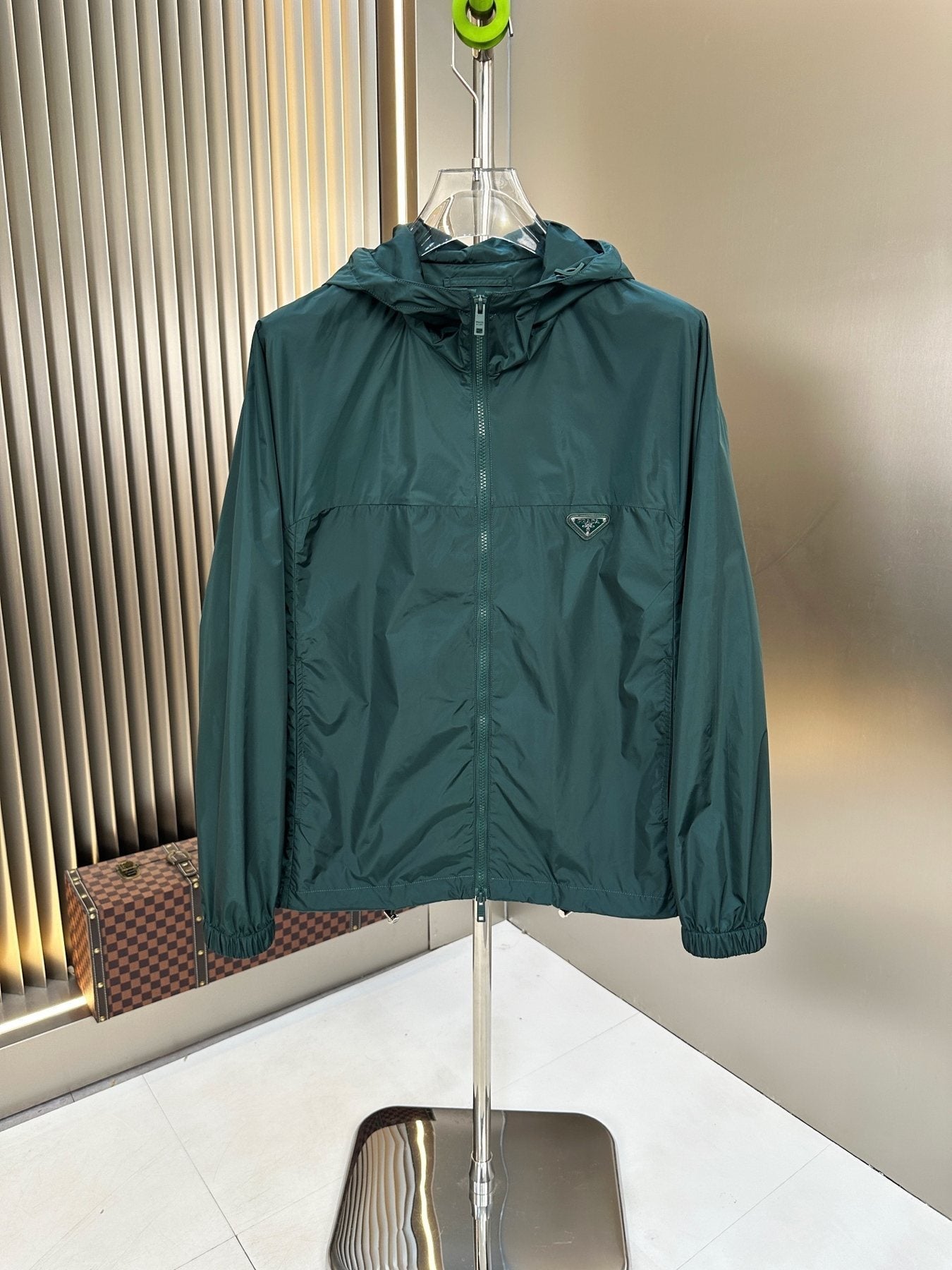Prada Hooded Zip-Front Windbreaker — front