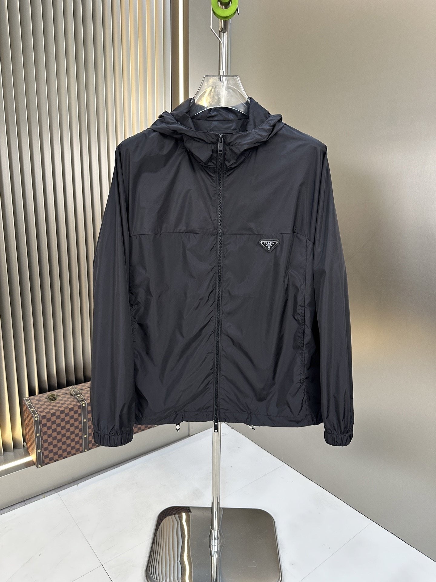 Prada Hooded Zip-Front Windbreaker — hero
