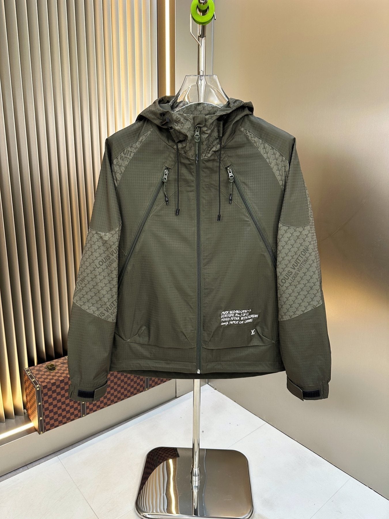 LV Hooded Zip-Front Jacket — front