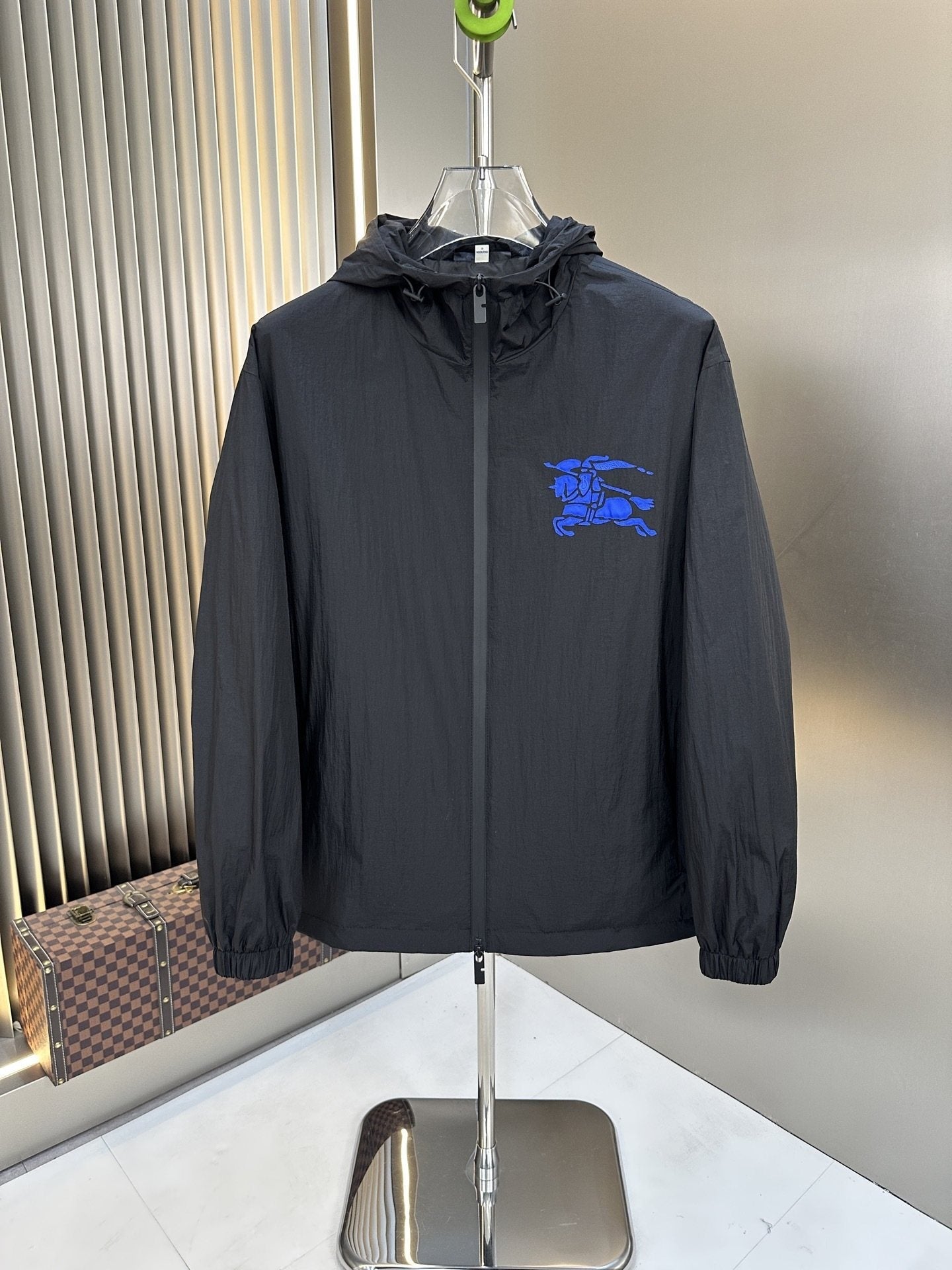 Burberry Blue Chest Graphic Hooded Zip Jacket — hero
