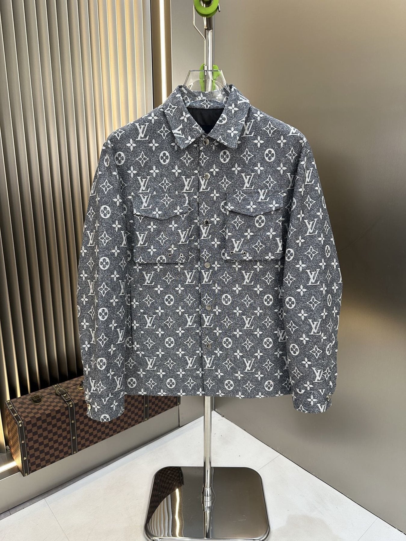 LV All-Over Monogram Button-Front Jacket — front