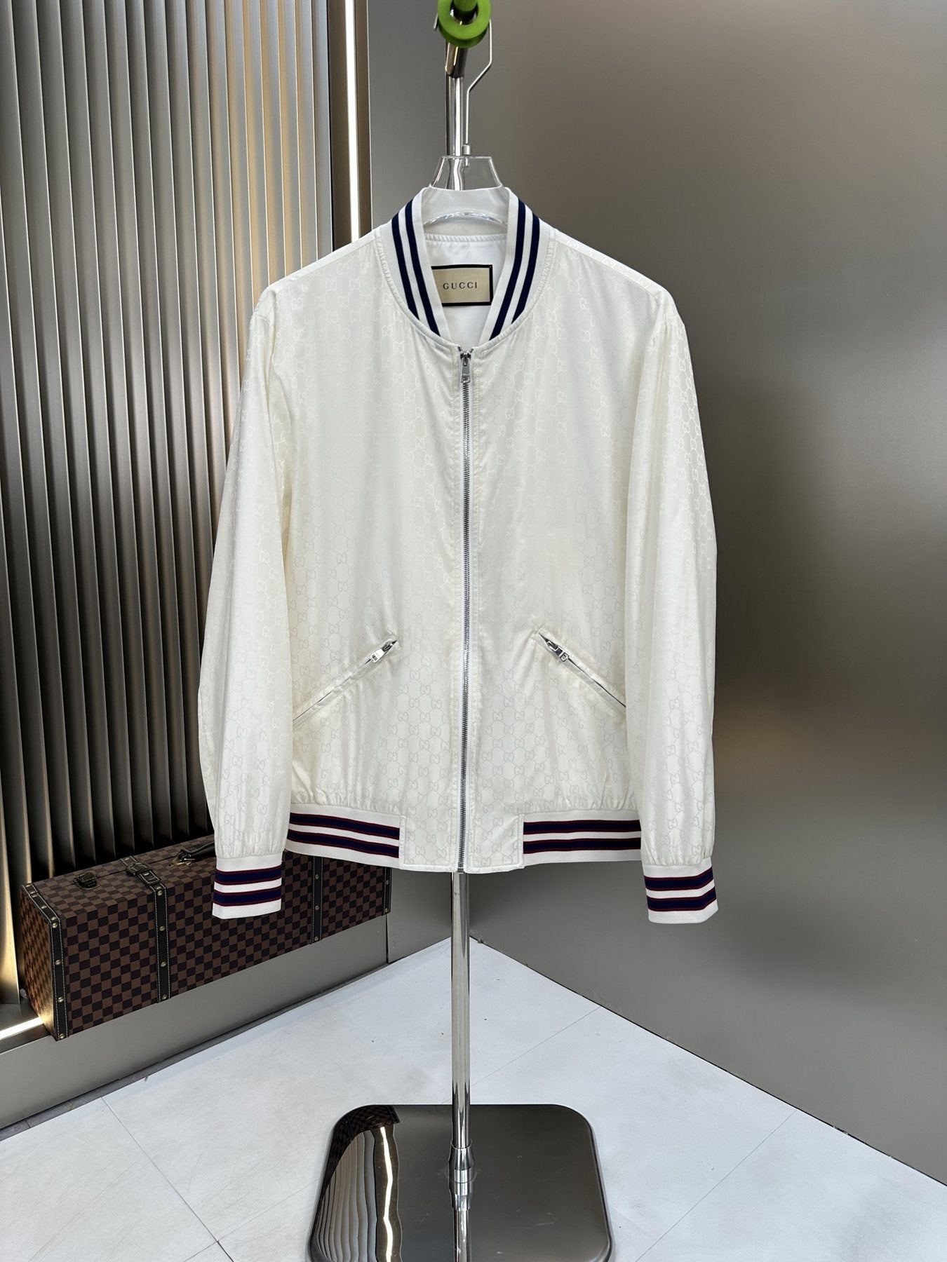 Gucci Allover Monogram Bomber Jacket — front