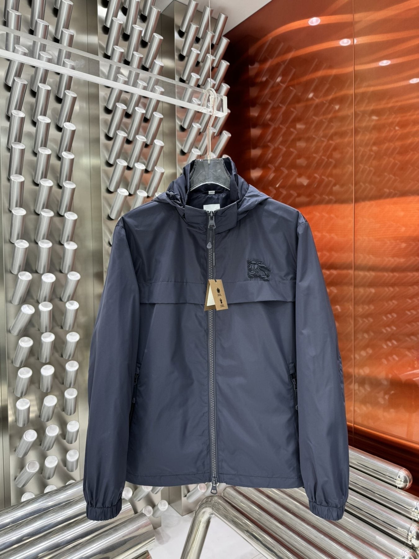 Burberry Logo-Panel Hooded Windbreaker Jacket — front