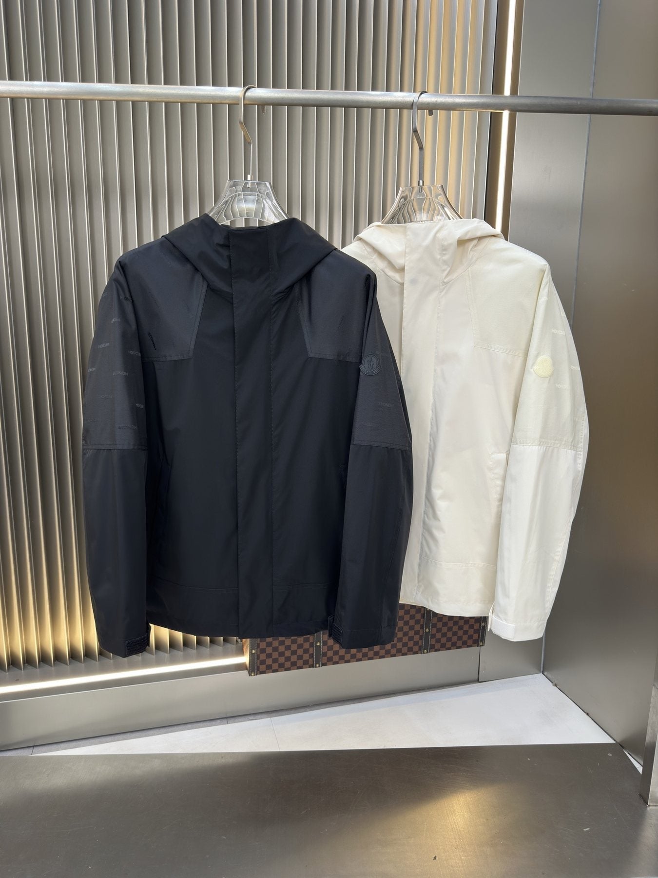 Moncler Hooded Tonal-Panel Zip Jacket — comparison