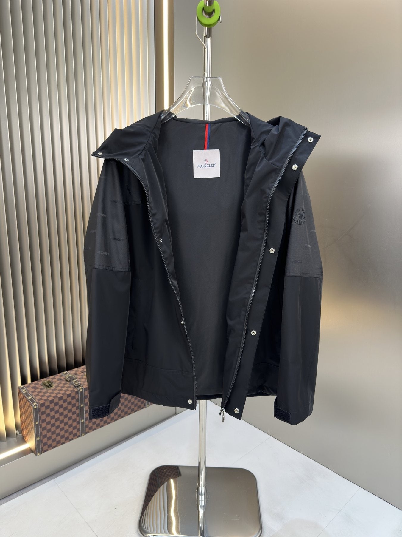 Moncler Hooded Tonal-Panel Zip Jacket — hang_tag