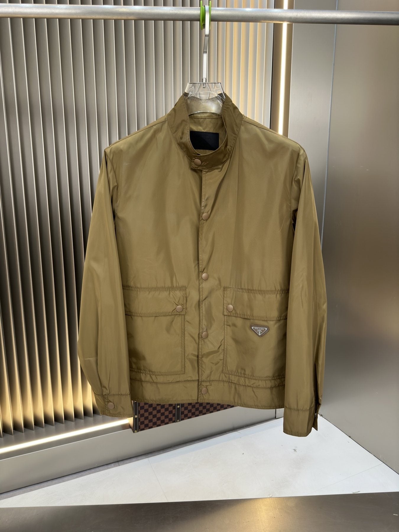 Prada Stand Collar Zip-Front Jacket — front