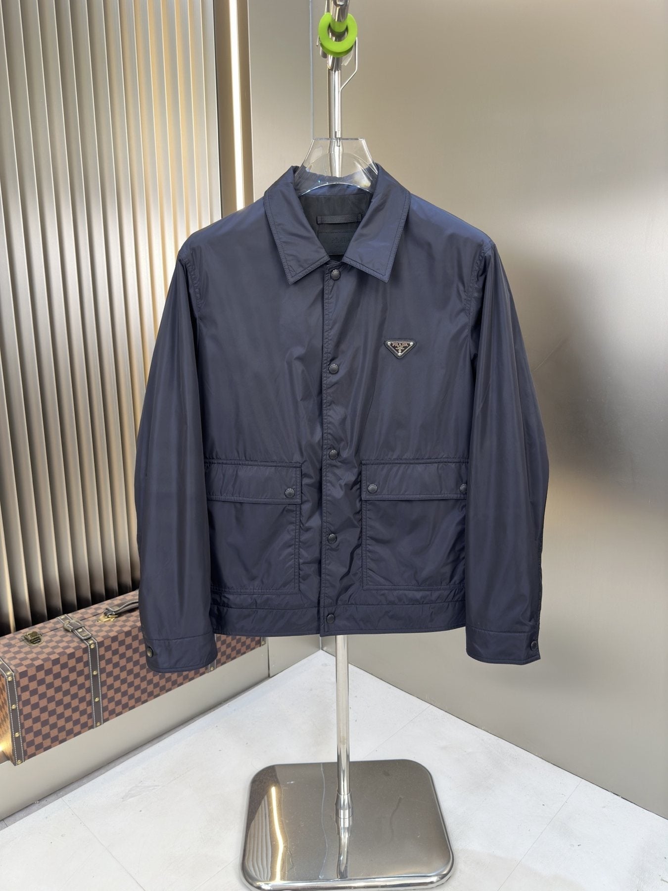 Prada Button-Front Flap-Pocket Jacket — front