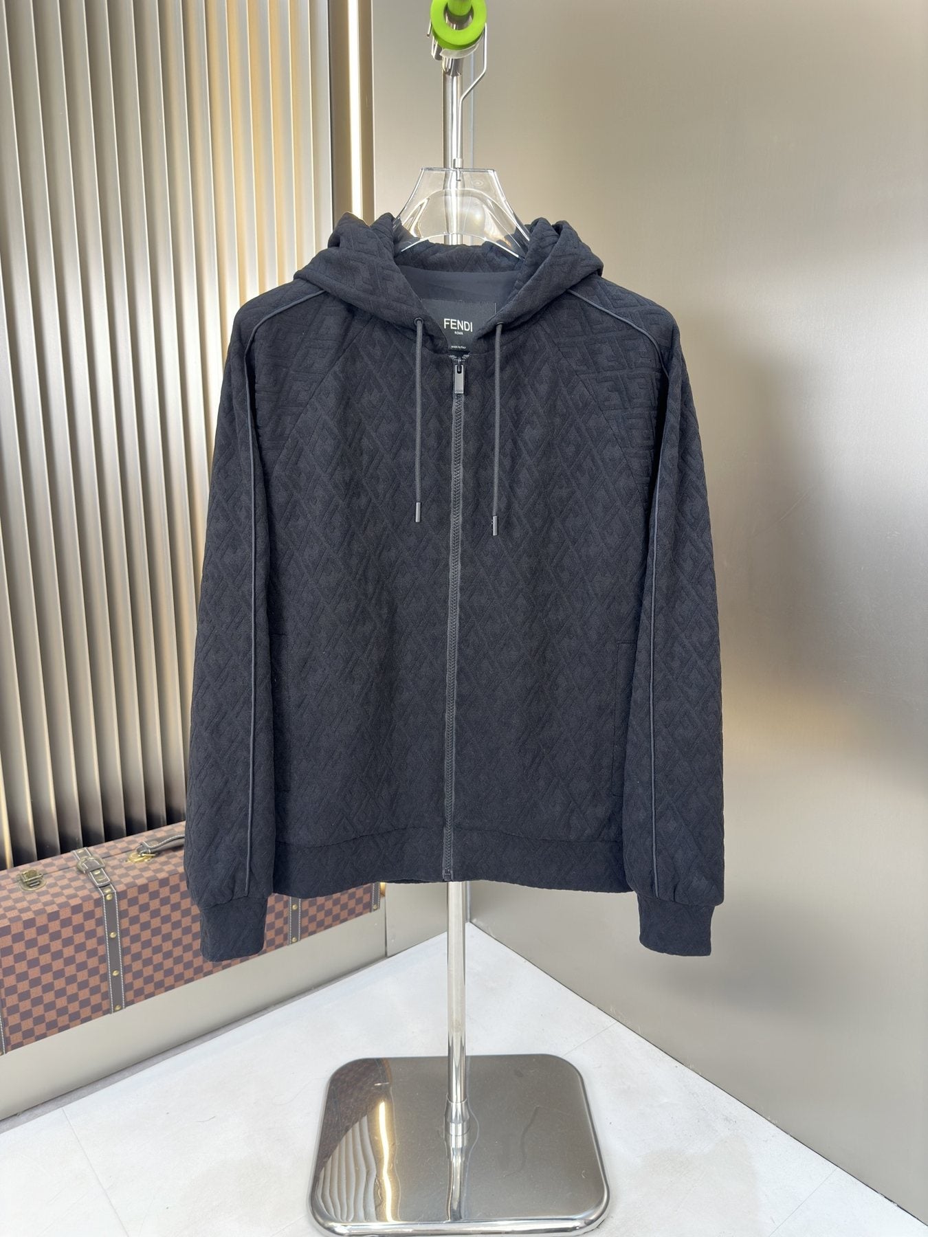 Fendi All-Over Monogram Full-Zip Hoodie — front