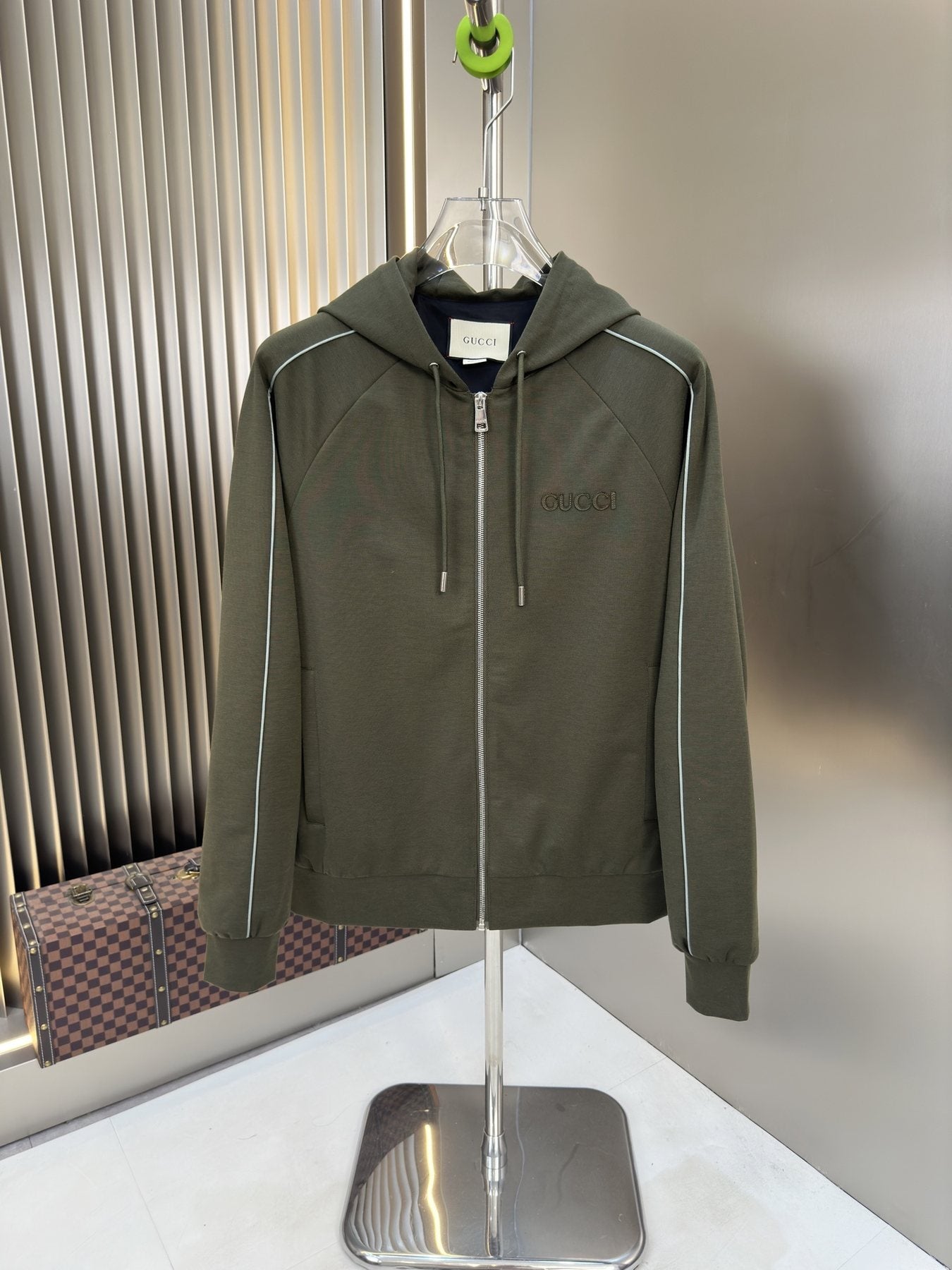 Gucci Hooded Contrast-Piping Jacket — front