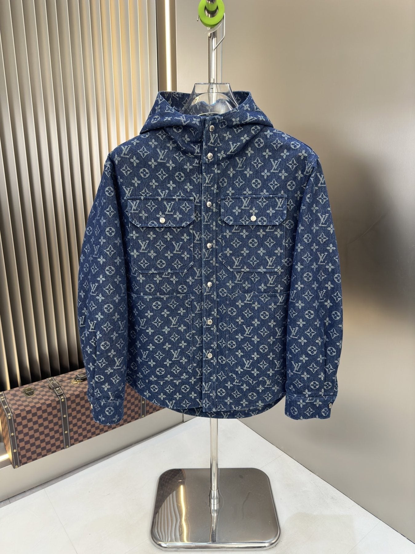 LV Allover Pattern Hooded Jacket — front