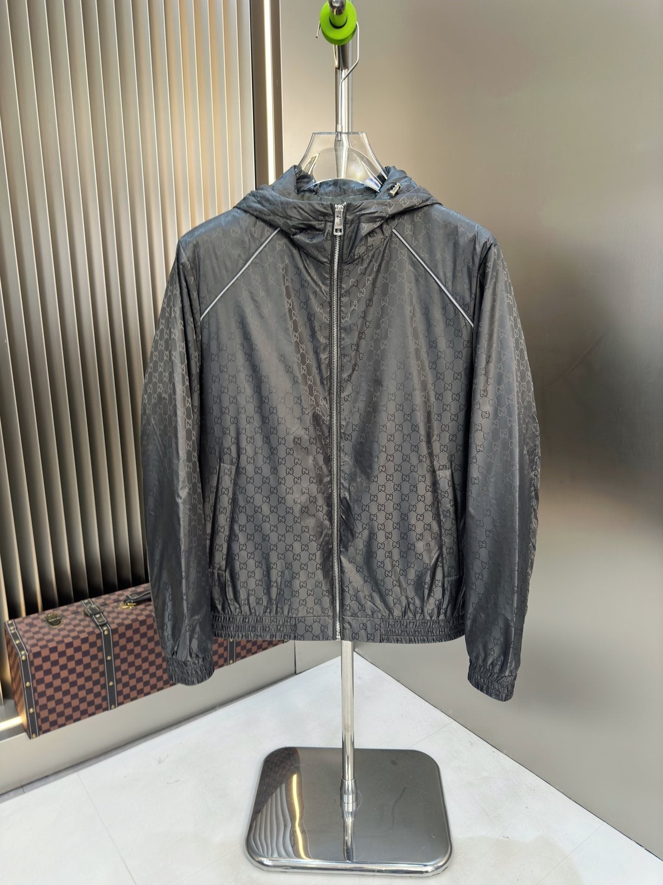 Gucci Tonal Monogram Hooded Jacket — front