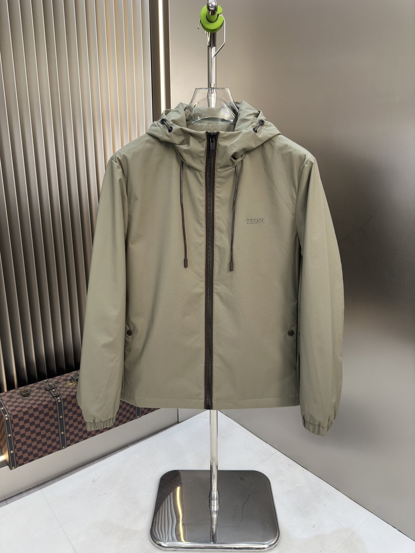 Zegna Hooded Asymmetric-Zip Jacket — front