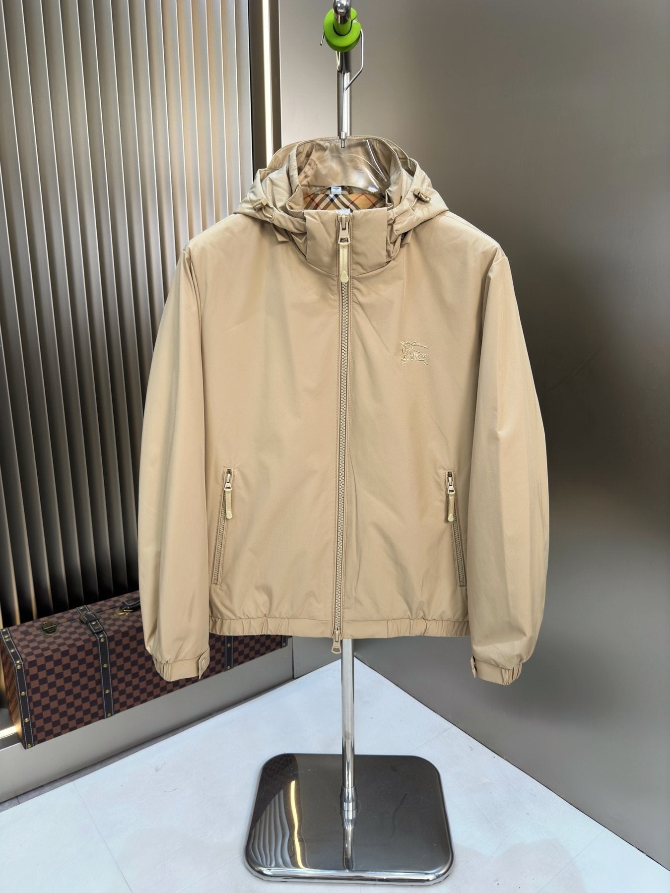 Burberry Hooded Checked-Lining Zip Jacket — front