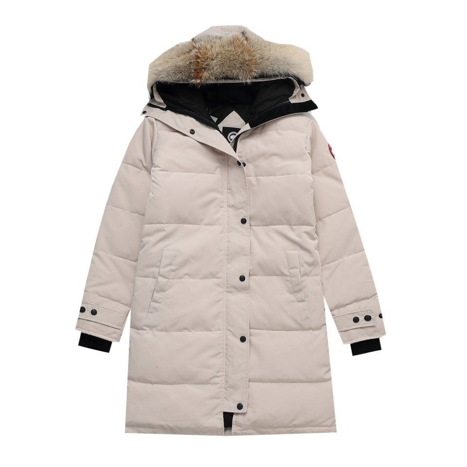 Canada Goose Long Quilted Fur-Trim Hood Puffer Jacket — front