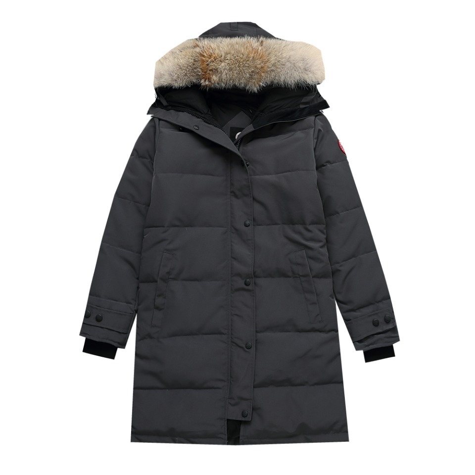 Canada Goose Long Quilted Fur-Trim Hood Puffer Jacket — front