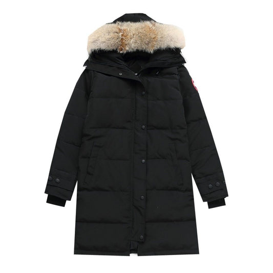 Canada Goose Long Quilted Fur-Trim Hood Puffer Jacket — hero