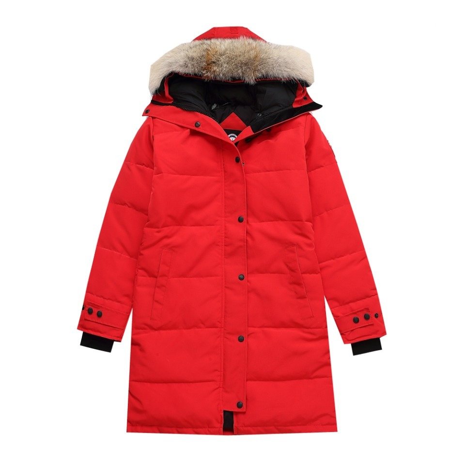 Canada Goose Long Quilted Fur-Trim Hood Puffer Jacket — front