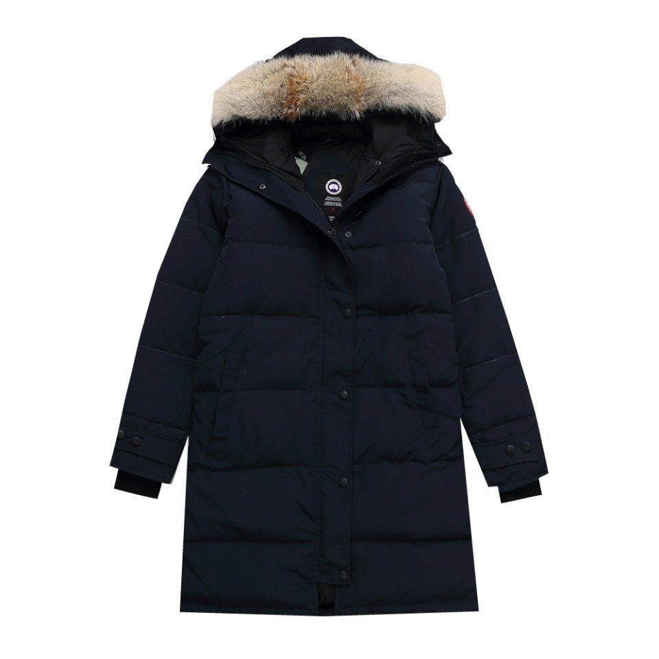 Canada Goose Long Quilted Fur-Trim Hood Puffer Jacket — front