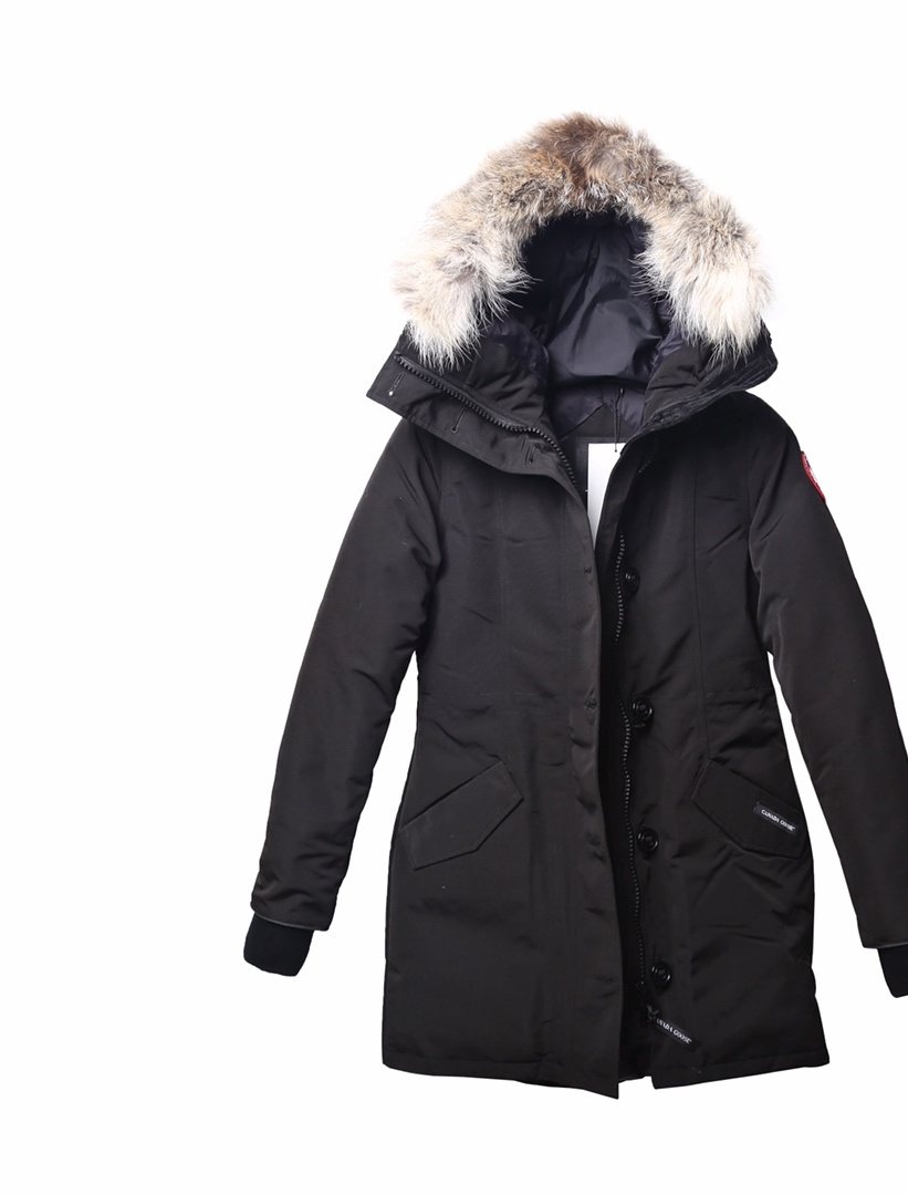 Canada Goose Women's Hooded Fur-Trim Long Down Jacket — front