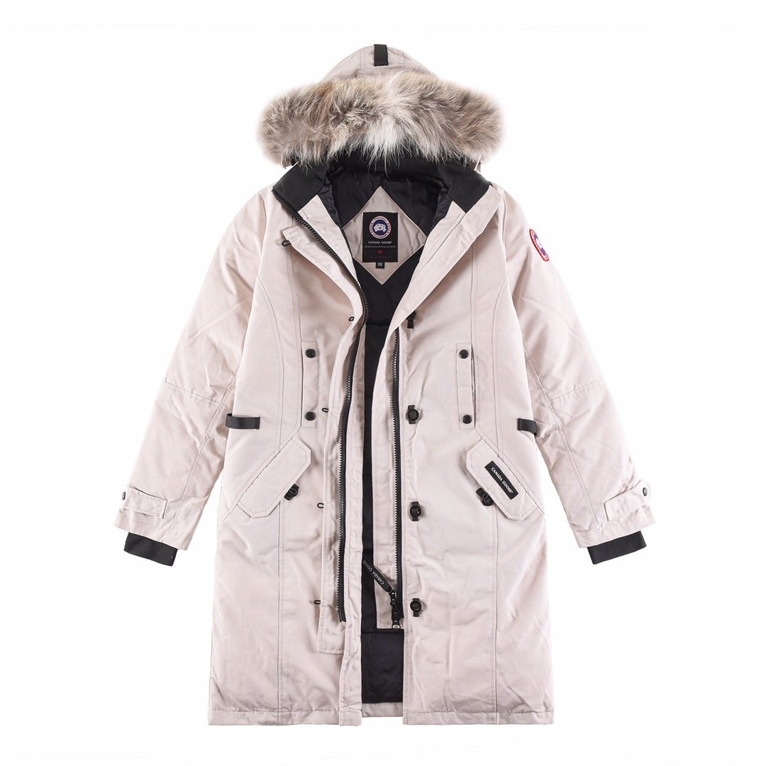 Canada Goose Women's Fur-Trim Hooded Long Down Jacket — front