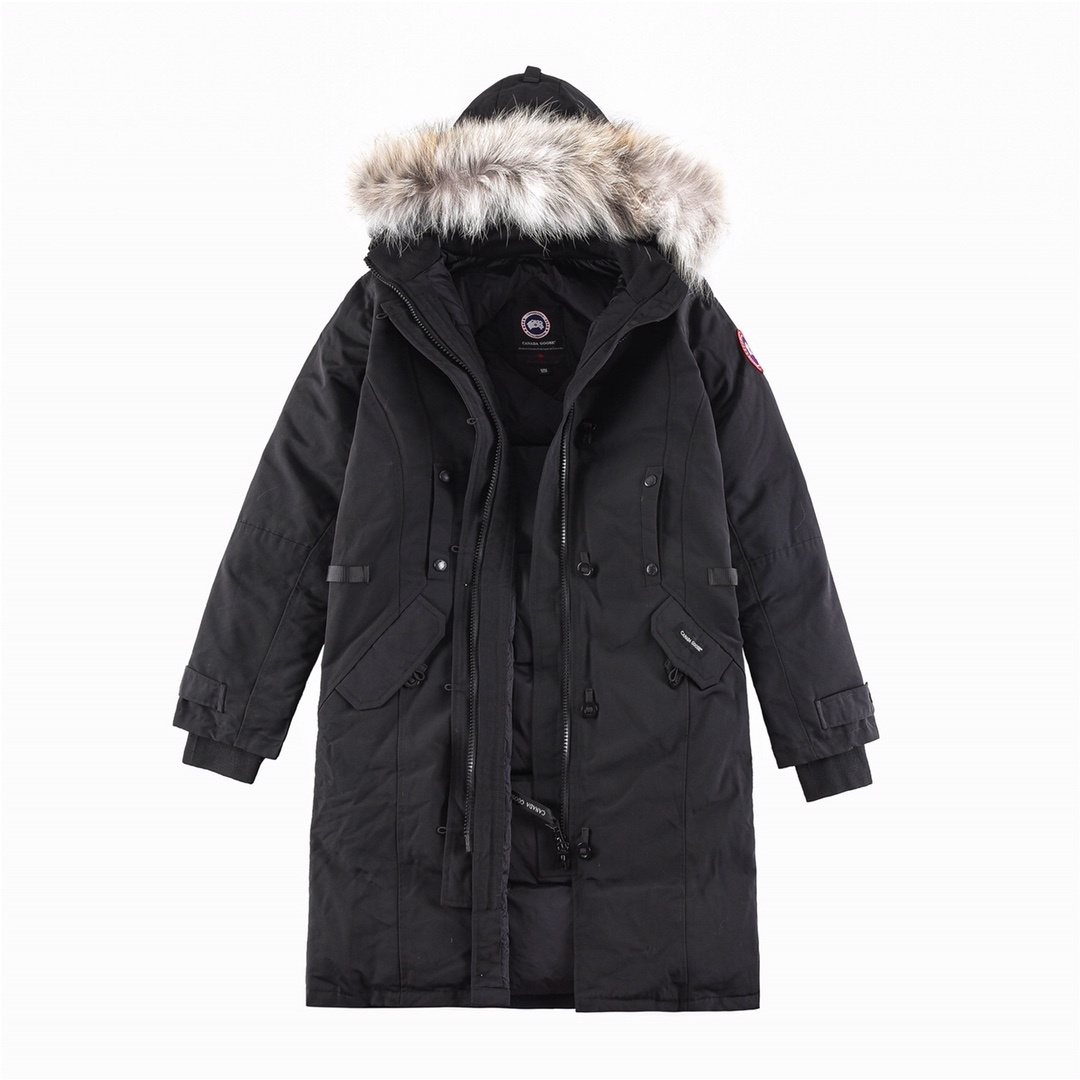 Canada Goose Women's Fur-Trim Hooded Long Down Jacket — front