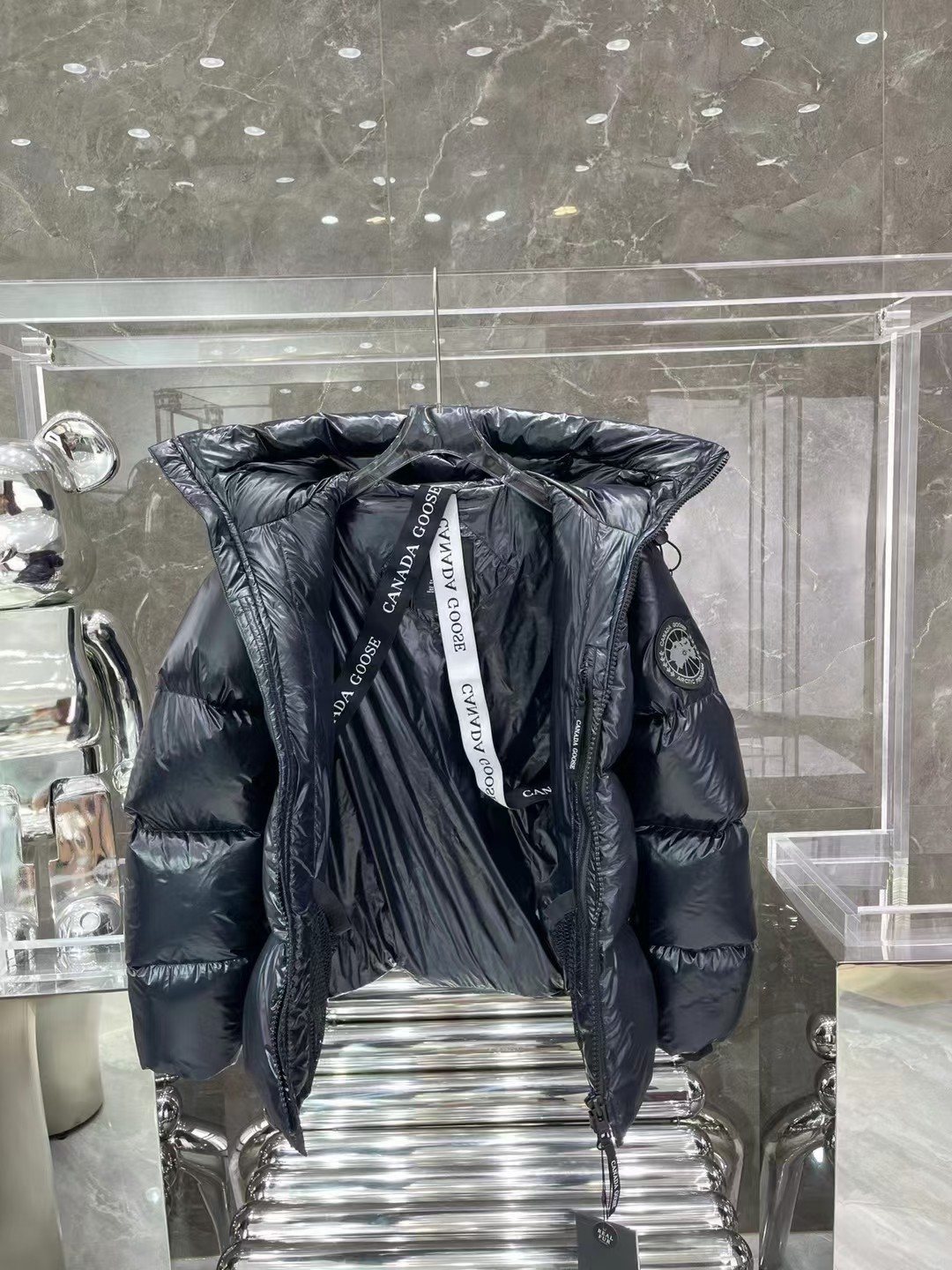 Canada Goose Hooded Glossy Puffer Jacket — front