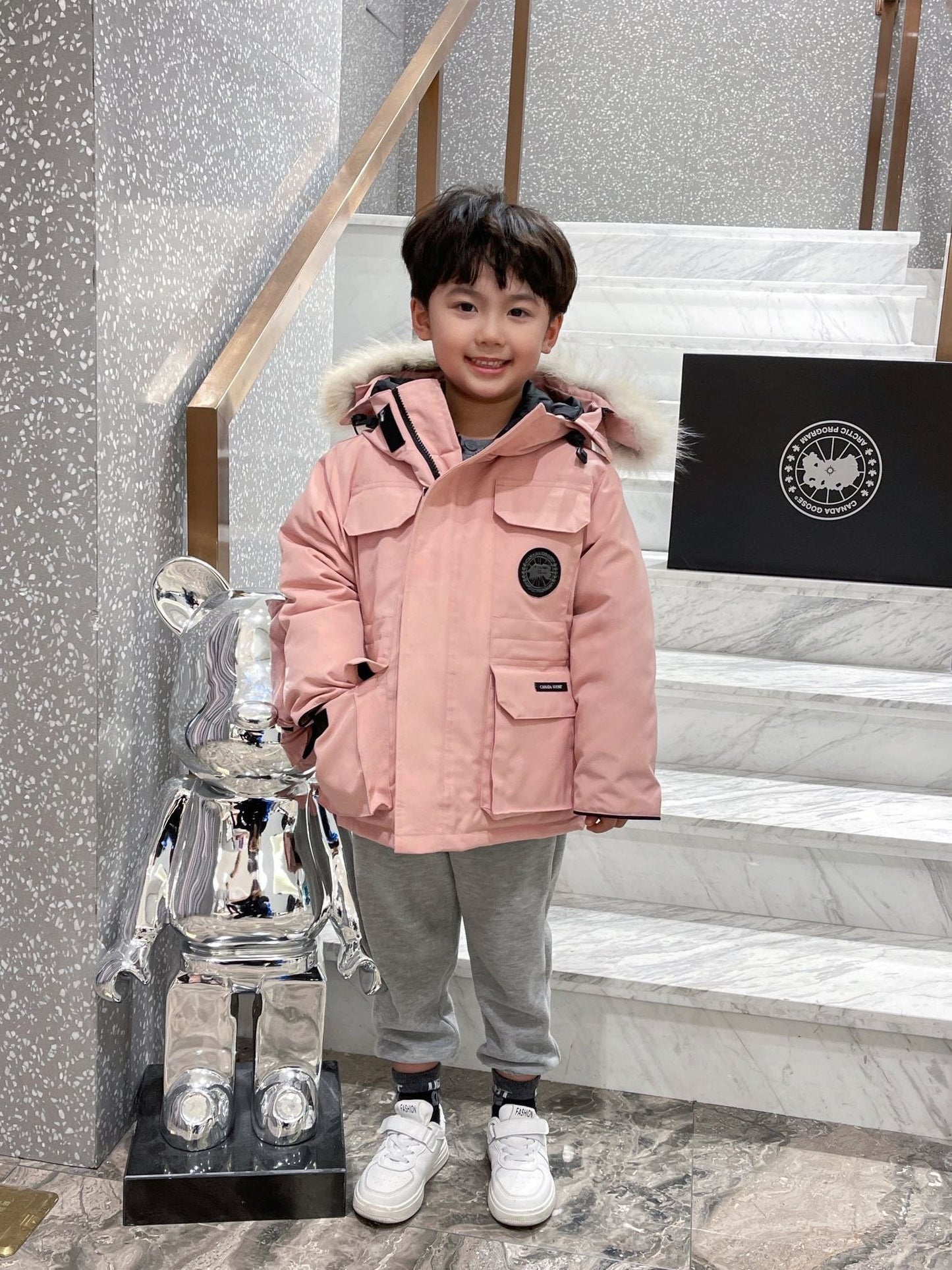 Canada Goose Kids' Fur-Trim Hooded Down Jacket — hero