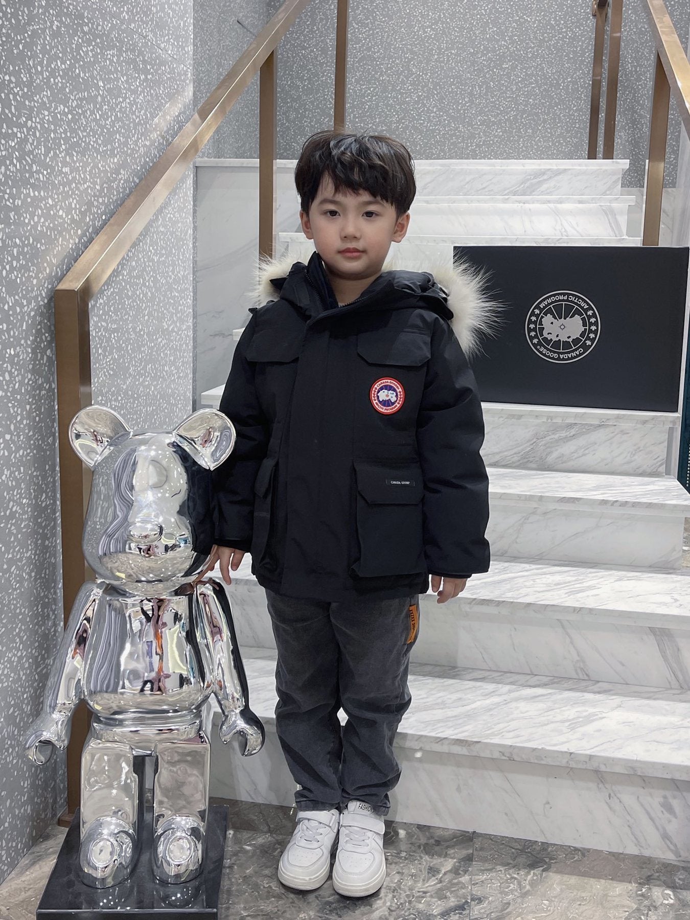 Canada Goose Kids' Fur-Trim Hooded Down Jacket — front